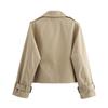 Autumn Women's Coat Solid Cropped Trench Coat Vintage Double Breasted Long Sleeve Short Jacket Lapel Collar Windbreaker