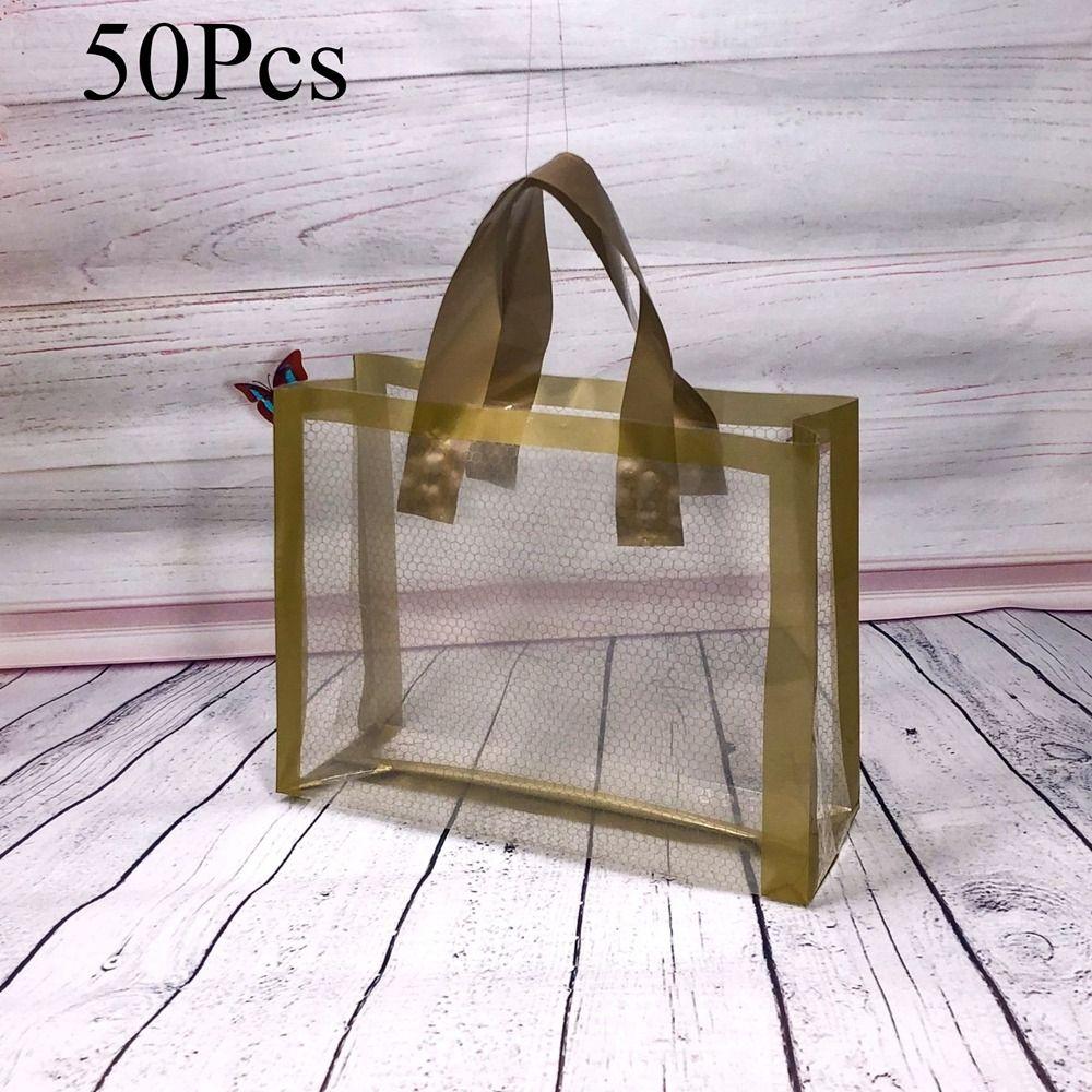 

50Pcs Solid Color Plastic Grid Bag Transparent Christmas Gift Bag Simple Gift Packing Bag Candy золотой