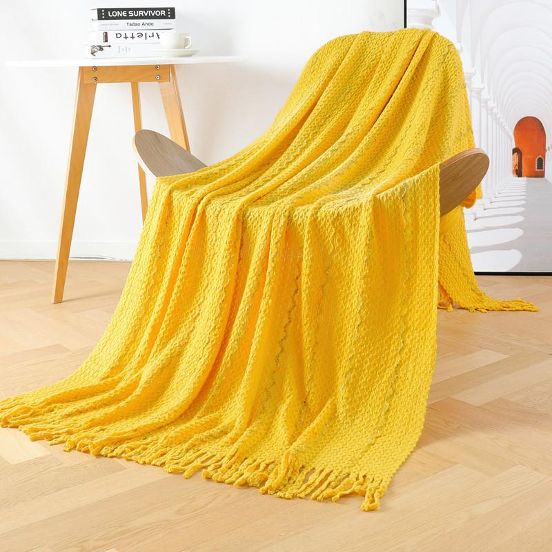 Knitted Blanket Colored Yarn Embellish Air Condition Office Nap Travel Throw Blankets Bedspread for Bed Sofa Decor Sofa Blankets