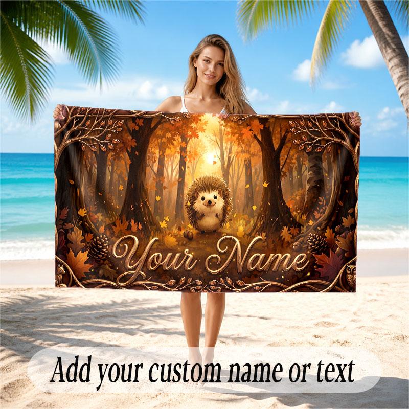 Mushroom Forest Theme Soft Beach Towel Personalized Custom Name Text Towel Portable for Beach Pool Travel