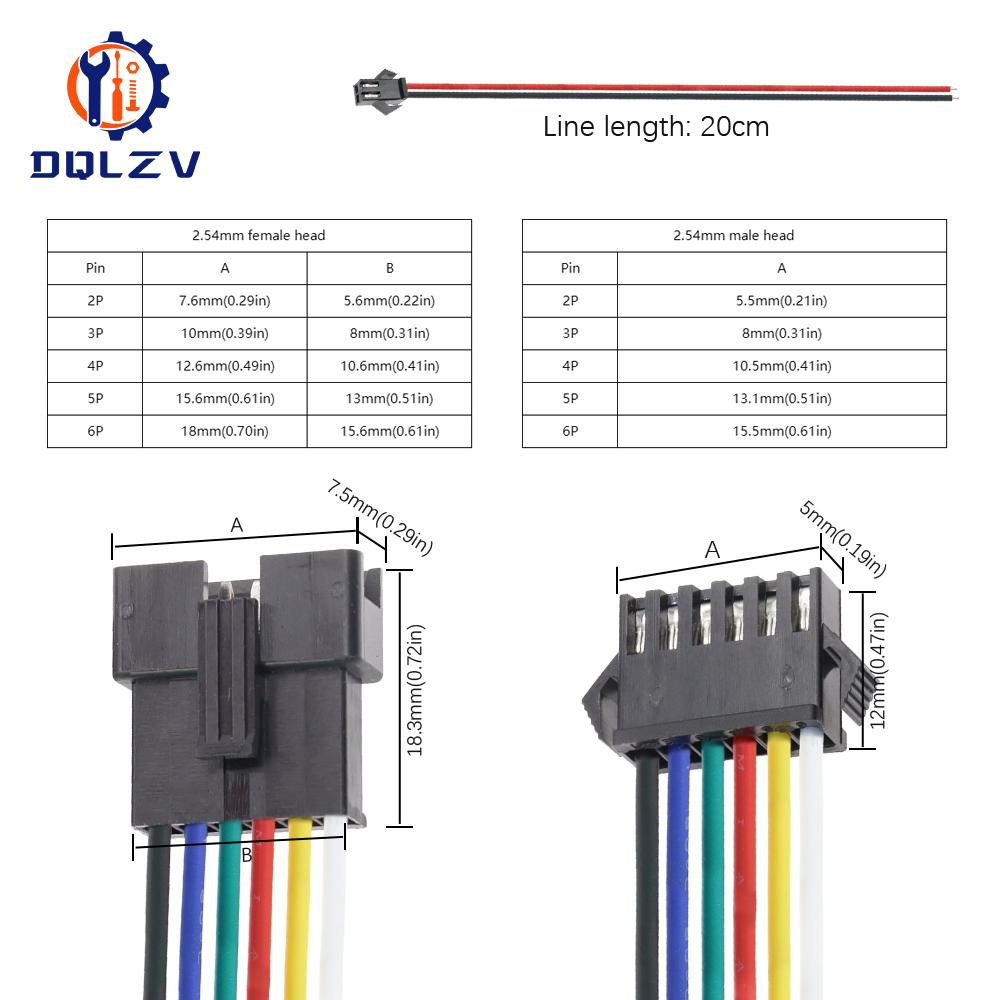 2.54mm SM 2 3 4 5 6Pin Connector Plug Male / Female Head Wires Cables DC Wire Connector Micro Male Female Plug Connectors