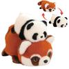 Mignon Panda en Peluche Réversible en Raton Laveur Animaux en Peluche Réversibles Poupée Douce Oreiller Panda Roux Moelleux Cadeau d'Anniversaire pour Enfants Bébé