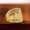 Hollow Floral Design Women Rings Metal Silver Color/Gold Color Boho Fancy Female Finger-rings Wide Band Statement Jewelry