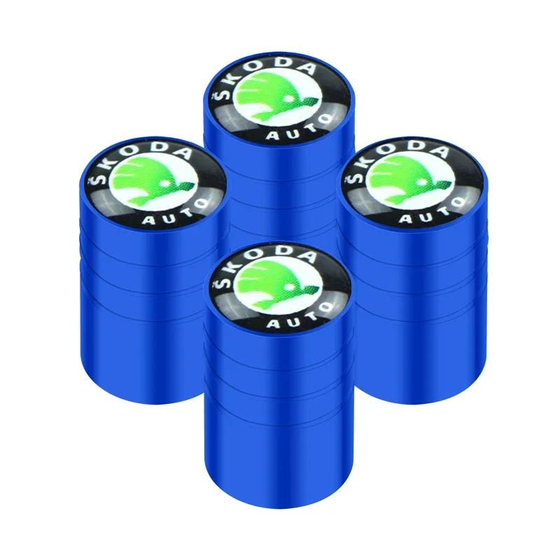 Car Sticker 2025 Hot New Sporty Aluminum Car Wheel Tire Valve Caps Tyre Rim Stem Covers Airdust Waterproof For Skoda Universal V
