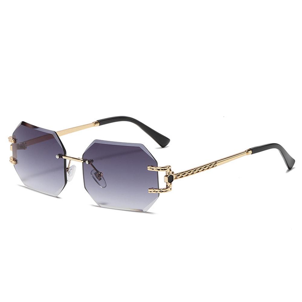 Vintage Rimless Sunglasses Women Men Brand Designer Polygon Sun Glasses Female Trendy Rectangle Cutting Len Shades Eyewear UV400