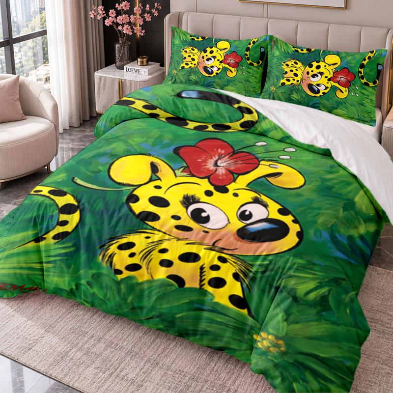 Marsupilami 3-częściowy komplet pościeli Poszewka na kołdrę z dwiema poszewkami na poduszki Do sypialni Dekoracja domu
