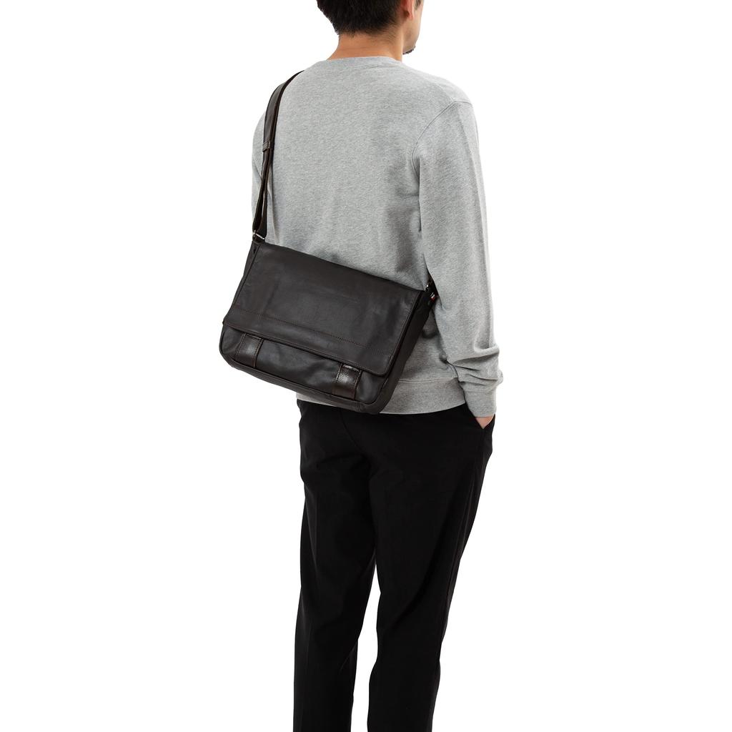 Doubles Crossbody Genuine Leather Shoulder A4 Dark Brown Men's Bag, Size, VWE-1926,