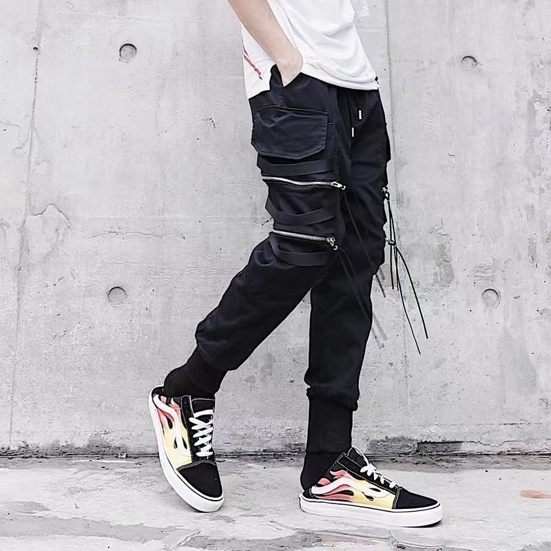 Herren Sets Schwarze Hoodies+Hosen Punk Grafik Reißverschluss Kapuzenpullover Cargohose Herren Übergroß Locker Streetwear Anzüge