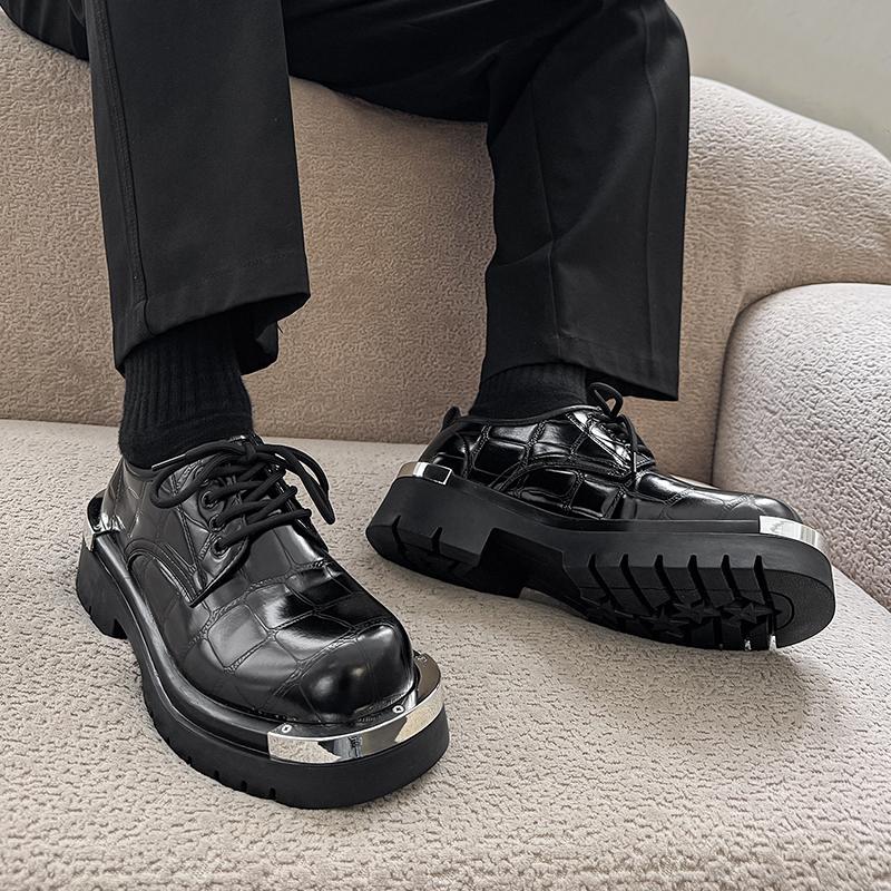 Fashion Casual Lace Up Men's Leather Shoes Retro Designer Style Leisure Party Business Office High Quality Thick Soled Hot Selling Shoes