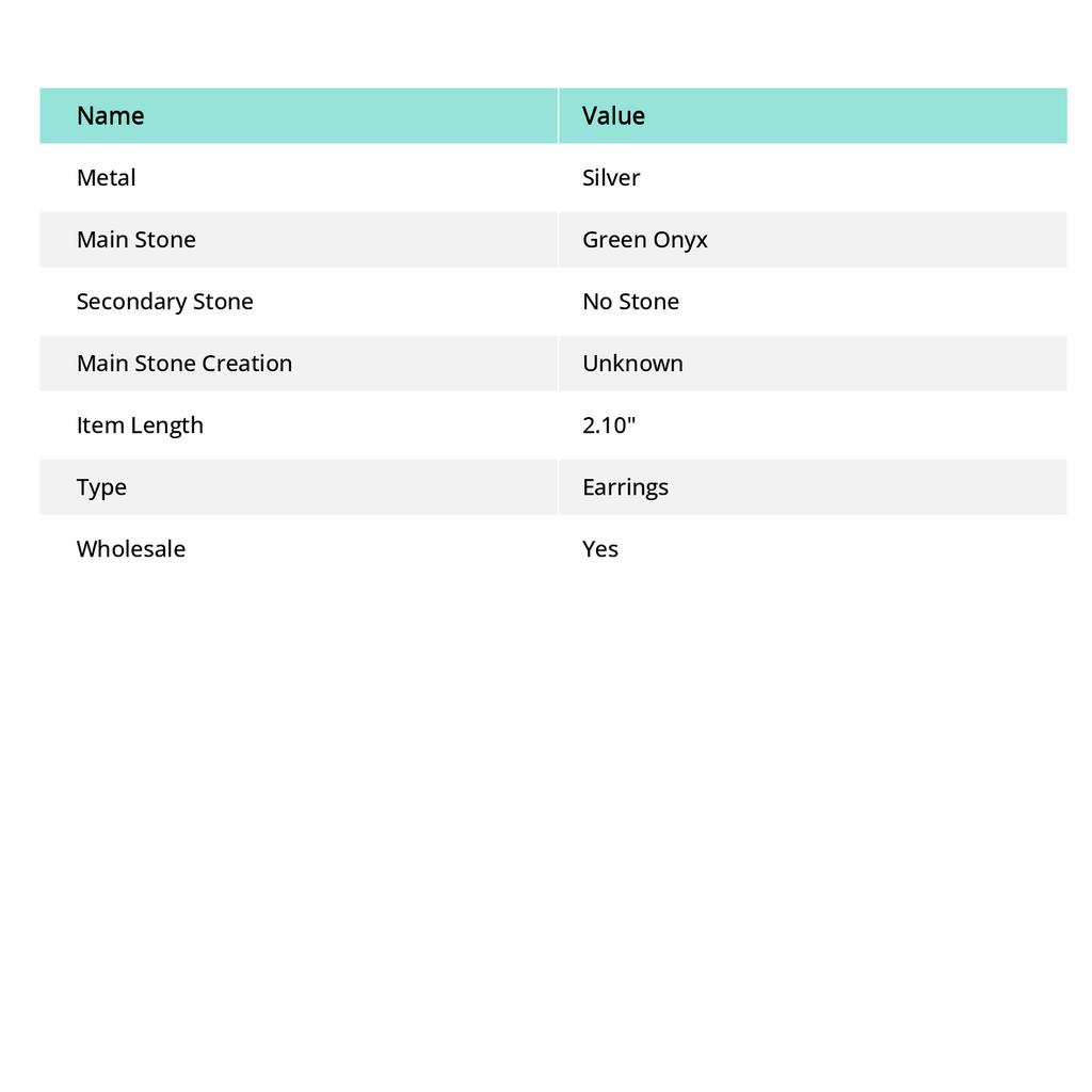 Green Onyx Gemstone Handmade Fashion Drop Dangle Jewelry Earrings 2.10" K3g67