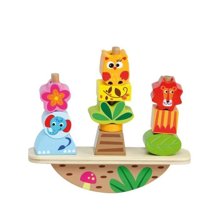 Jouet En Bois - MOLTO - Activity Stacker - Animaux De La Jungle - Motricité Fine - Bébé