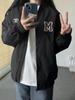Retro College-Style Fleece-Lined Baseball Jacket - Versatile, Casual, Streetwear for Spring/Autumn