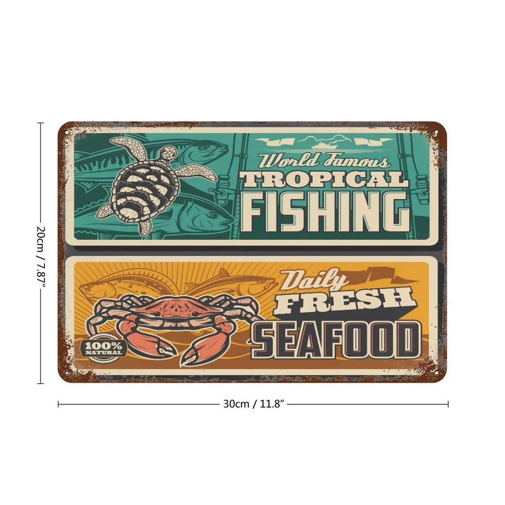 1-Pack Antique Style Metal Plaque, 20×30cm and 30×40cm, Shabby Rust Decor for Office, Kitchen, Living Room or Garage