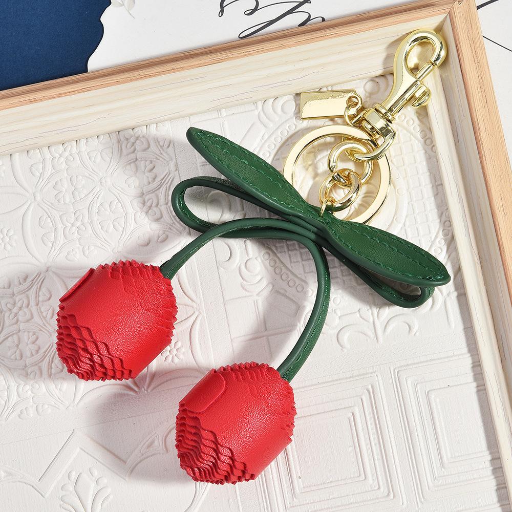 Cherry Leather Keychain Compact Accessories Cute Bag Pendant Creative Accessories Creative Cartoon Pendant