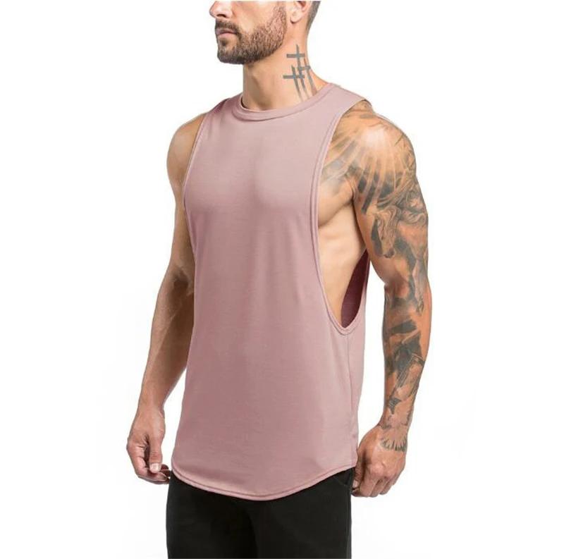 Muscleguys Blank Running Vests Mens Gym Clothing Bodybuilding Stringer Tank Tops Summer Cotton Cut Off Fitness Muscle Guys Sleeveless Shirt