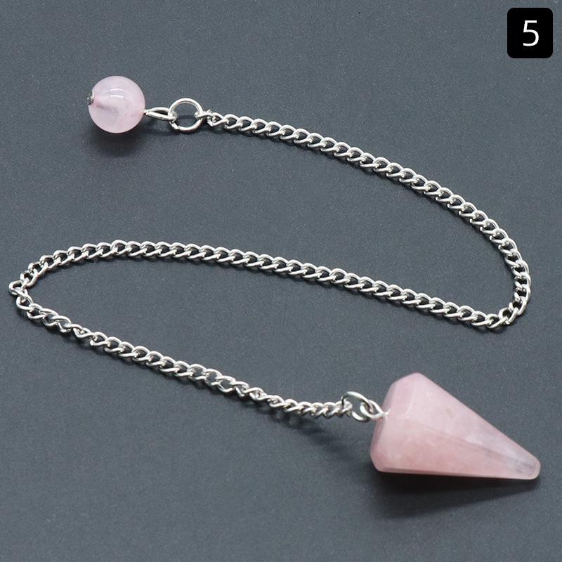 Rose Quartz & Tiger Eye Hexagonal Pyramid Pendulum Agate Crystal Pendant