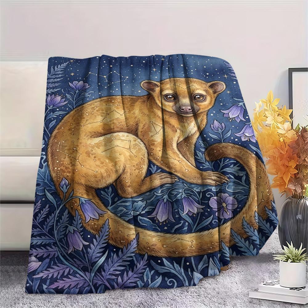 1PC Watercolor style Print FlAannel Blanket, High quality Comfortable for All Seasons, Home Decor, Warmth and Comfort