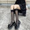 1/2pairs Lolita Silk Socks Knee Sock Tube Jk Girls Socks See Through White Black Long Sock Lolita Nylon Knee Lolita Stockings