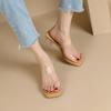 Cool slippers women's summer outer wear 2025 crystal thick heel middle heel transparent women's sandals
