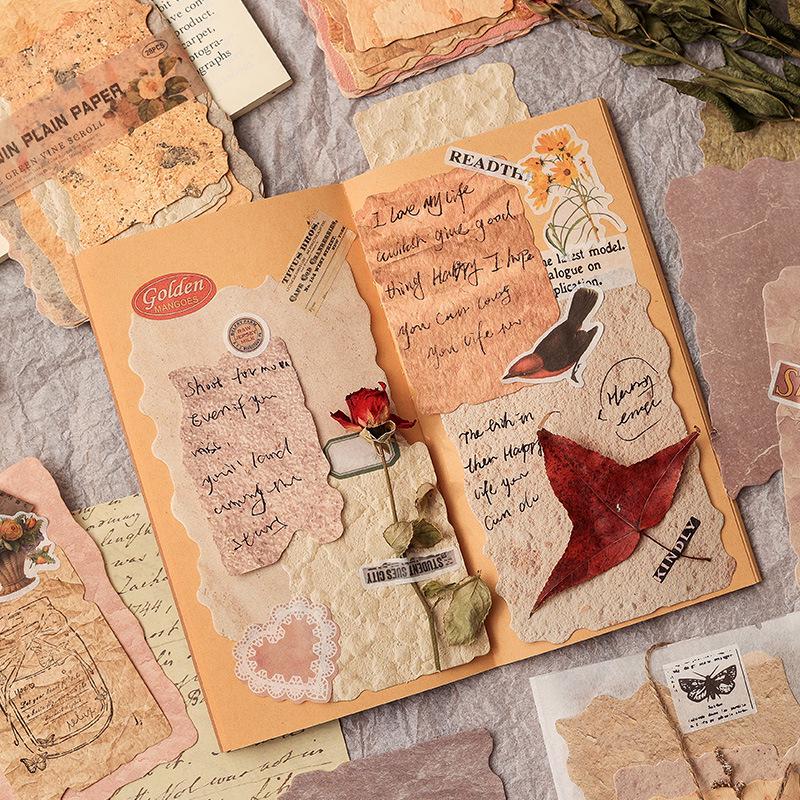 Vintage Green Vine Scroll Journal Decorative Paper - Non-Adhesive Retro Stickers