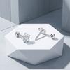 S925 Silver Gold Rhodium Plated Hollow Five Petal Flower Stud Earrings Women's Simple Niche Zircon Minimalist Cross-border
