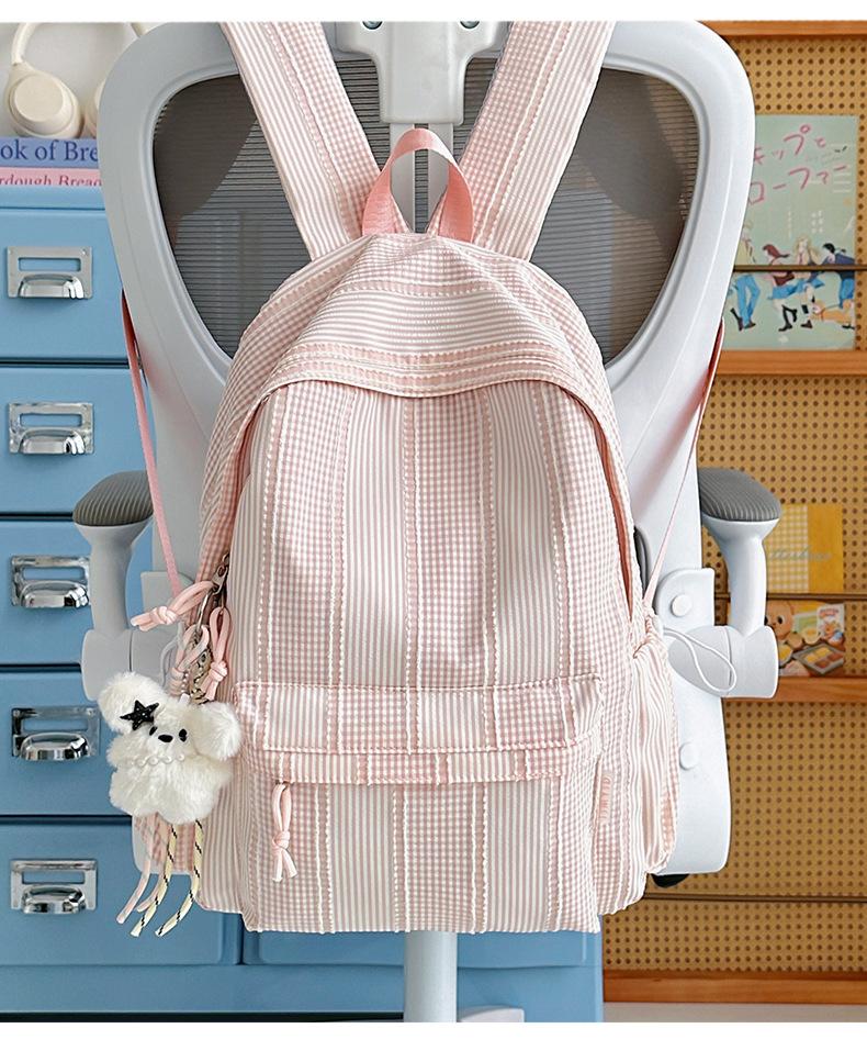 Schoolbag Korean Version Ins College Style Schoolbag for Female Junior High School Students Cute Small Fresh Backpack Large Capacity Casual Backpack