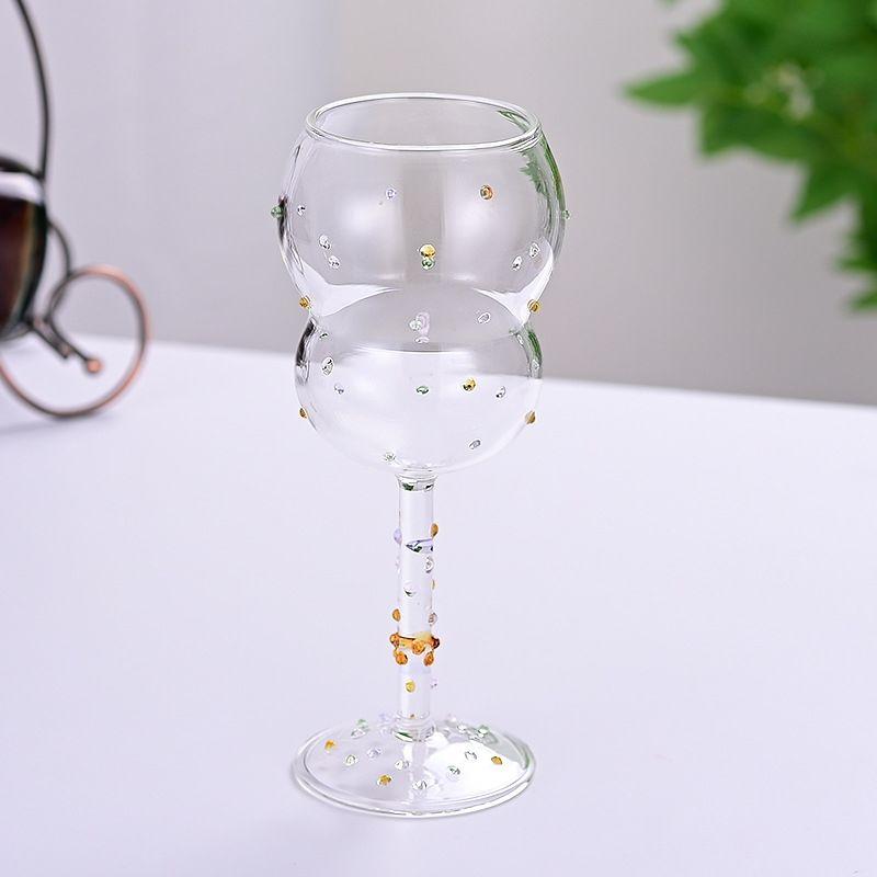 Three-dimensional Colorful Gemstone Wine Glass Simple Gourd-shaped Glass Cup Creative  Wine Glasses Champagne Cocktail Cup Gift 280ml