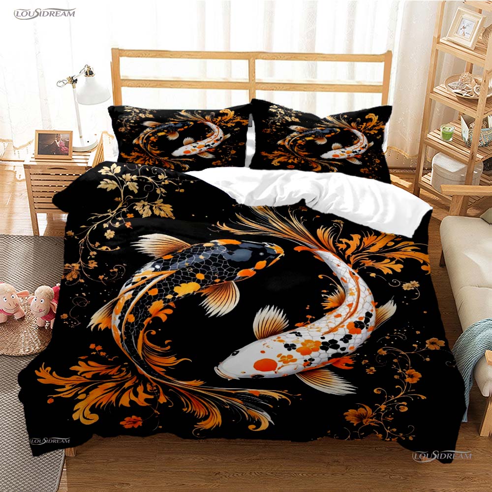 Comforter Yin Yang Koi Fish Casal All Season Duvet Luxury Bedding Set Soft And S Teen Single/Double/Queen/King