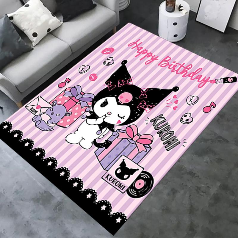 Office Rug Birthday, Kuromi Anti-Slip Rug, Machine Washable for Living Room, Bedroom, Office, Multiple Sizes, Bedroom Mat, Decorative Mat, Durable Mat