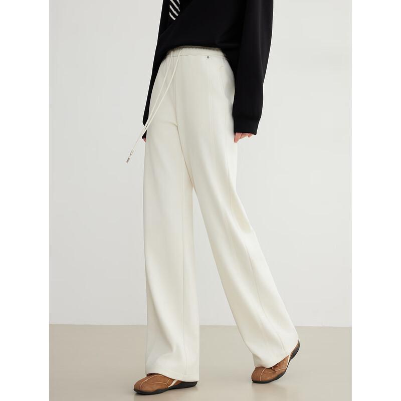 ELLE Women's Fleece-Lined Drawstring Knit Wide-Leg Pants