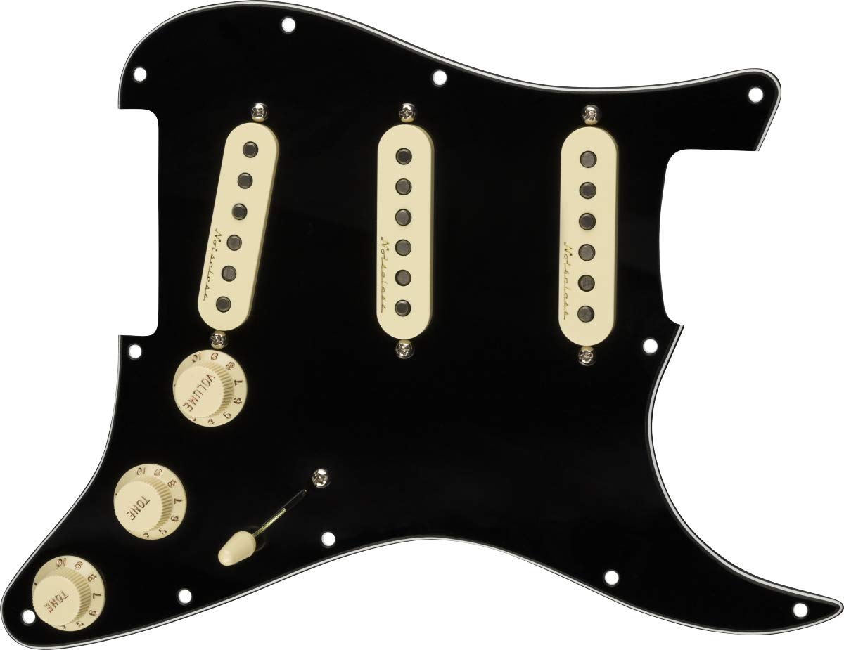 

Fender Guitar Parts Strat Vintage Noiseless Black 11 Hole PG Pre-Wired Pickguard, SSS, чорний