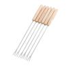 6pcs Stainless Steel Fondue Forks Cheese Fondue Sticks Smore Sticks with Wooden Handle Heat Resistant for Chocolate