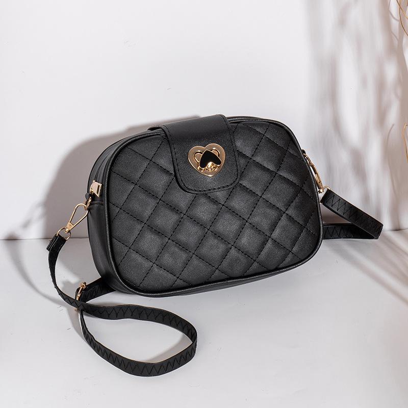 Casual Embroidery Rhombus Shoulder Crossbody Camera Bag New Versatile Love Lock Women's Bag