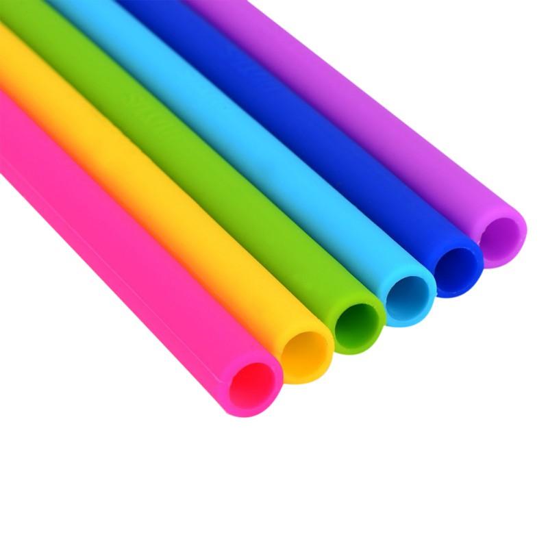 6Pcs Reusable Silicone Drinking Straws Food Grade Silicone Straws Drinking With Cleaning Brush Party Straws BPA Free