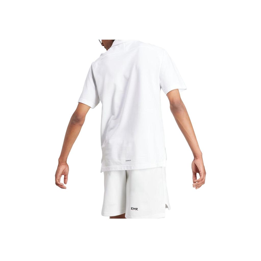 Adidas Z.N.E. Series Logo Patch Short Sleeve Polo Shirt Men Tops White IJ6136