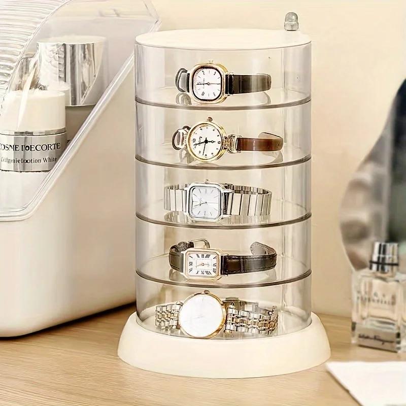 3/5-Layers Rotatable Jewelry Storage Organizer Box for Earrings Hair Accessories & Beauty Supplies Earrings Necklaces Bracelets