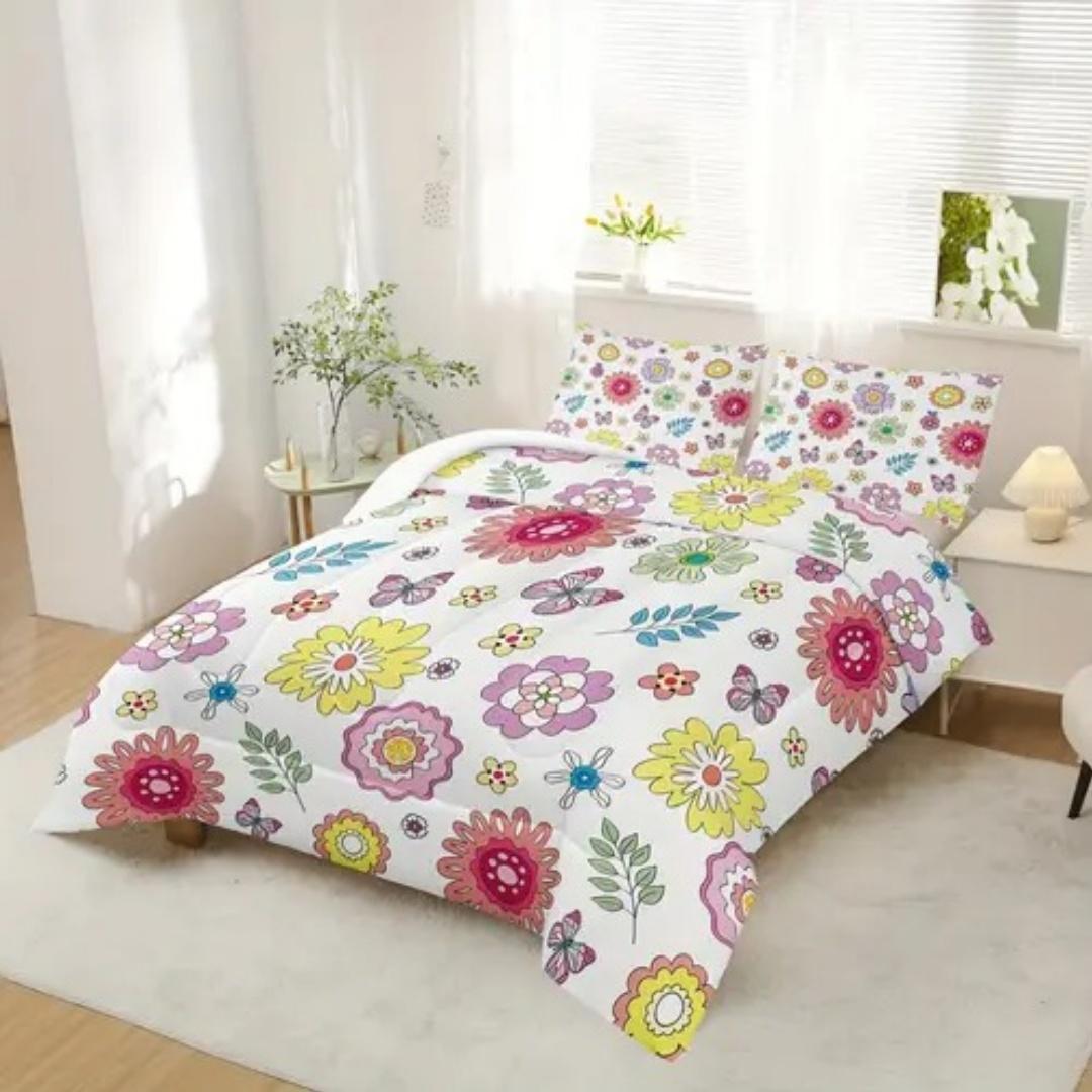 

Dopamine Colorful Floral Romantic Duvet Cover Queen King Size Spring Floral Pattern Bedding Set Room Decor 3 Piece Set No Quilt EU Single(135*200cm)3pcs