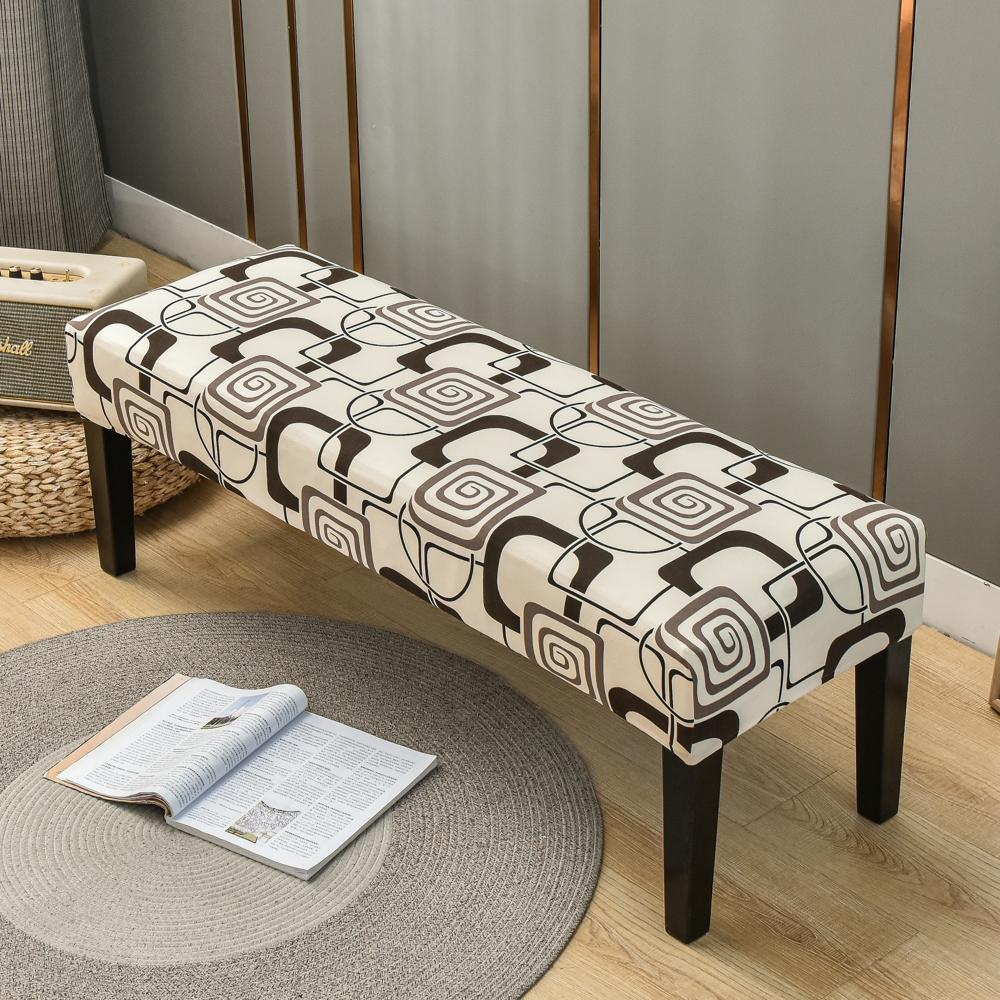 Dining Bench Cover Stretch Upholstered Bench Slipcover Printed Bench Seat Protector Rectangle Bench Covers for Dining Room Bedroom Living Room Kitchen