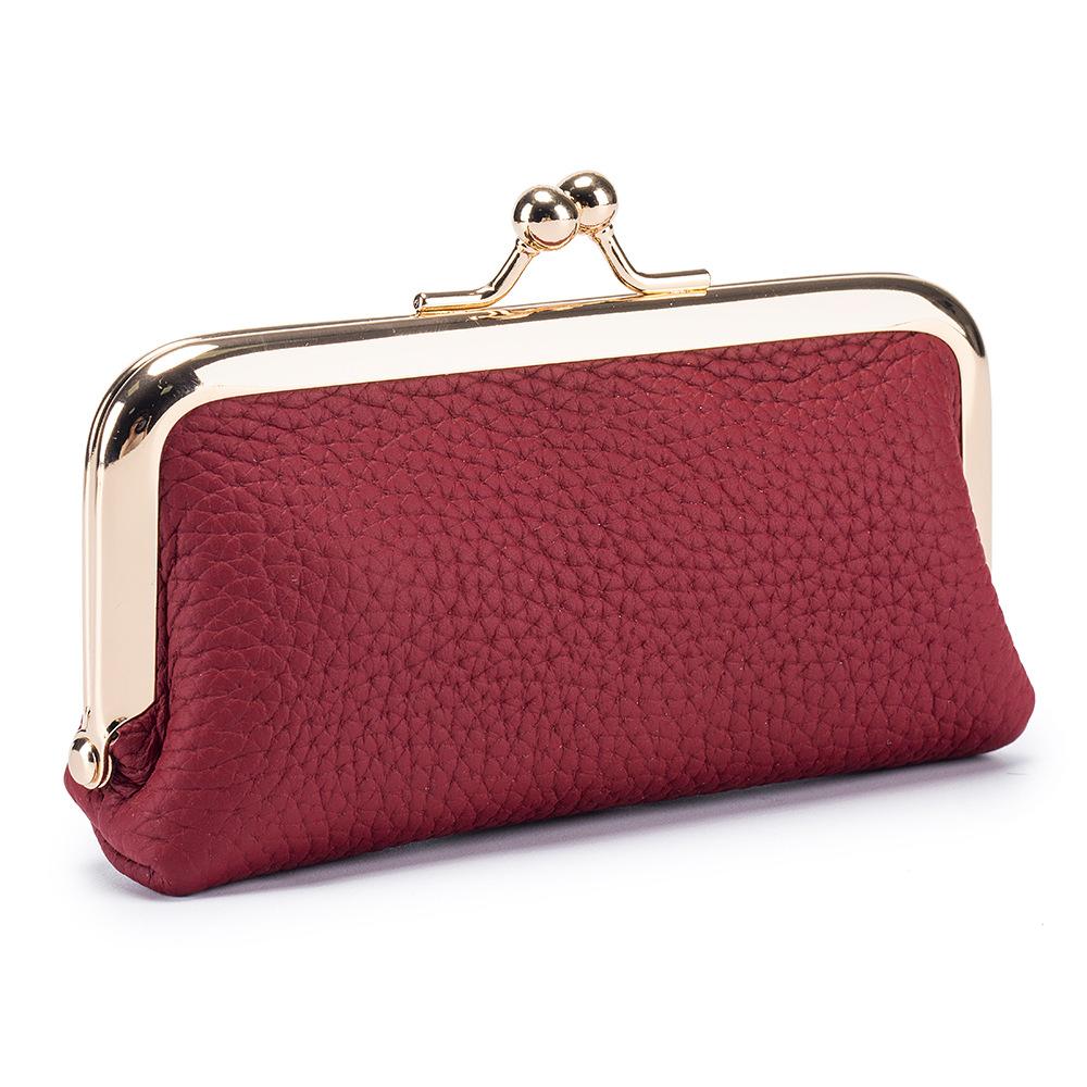 New niche change bag mini first-layer cowhide storage bag women's fashion mouth red envelope small clip bag tide