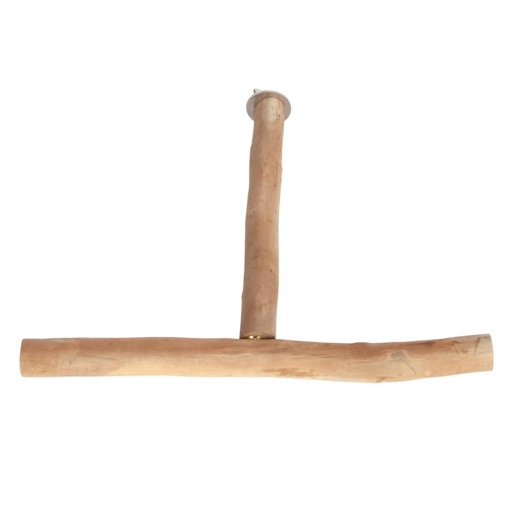 T Shaped Wood Bird Perch Fun Paw Grinding Chewing Exercising Relieve Boredom Wooden Parrot Stand