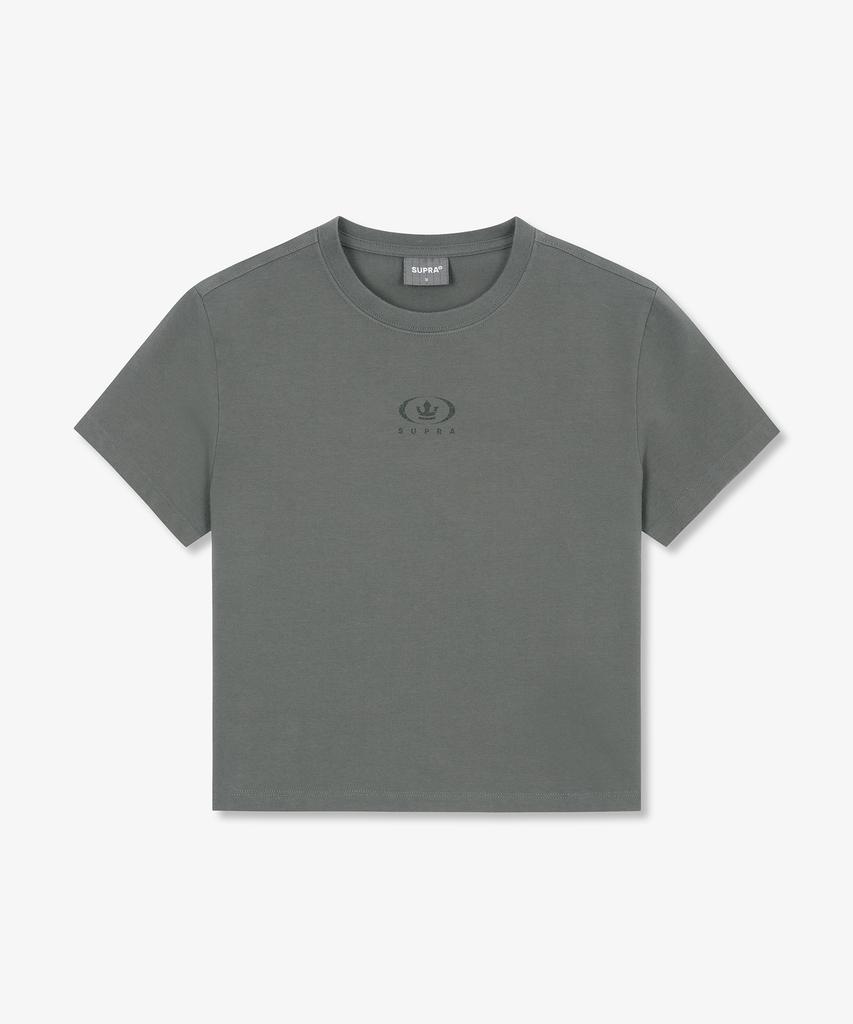 SUPRA Women'S Circle Crown Washed Crop T-Shirt (Gray)