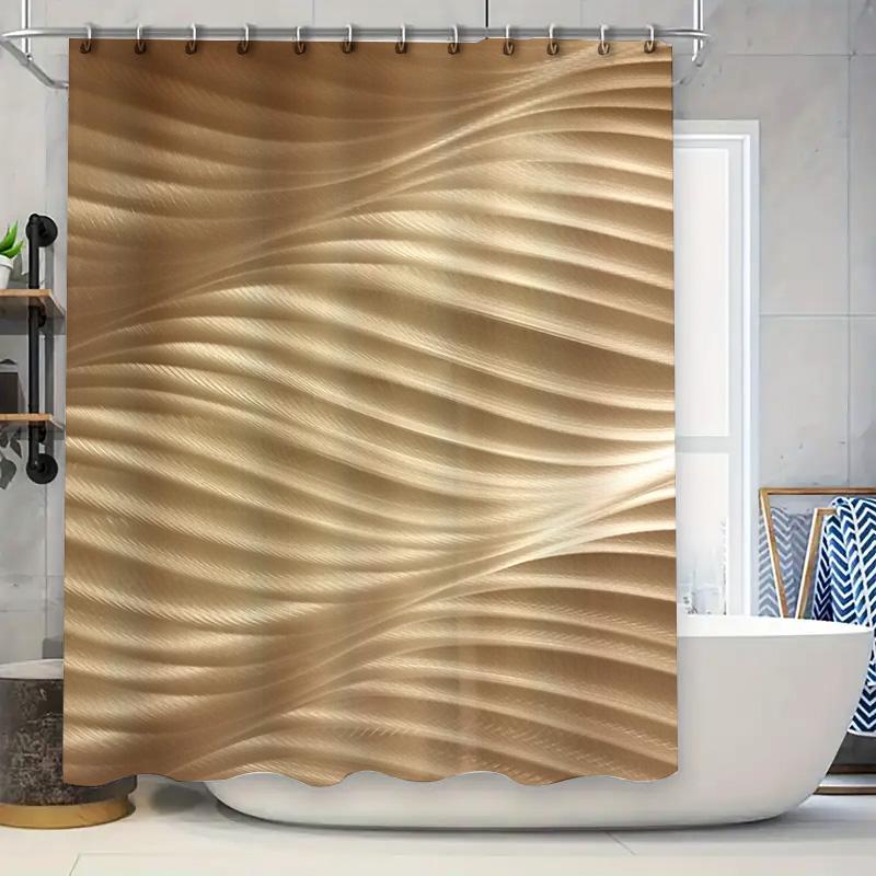 

Luxurious Golden Texture Shower Curtain For Modern Bathroom Decor 3D Printed Waterproof Fabric Home Decoration Item (White Batht W60H190(CM)-1 Pcs