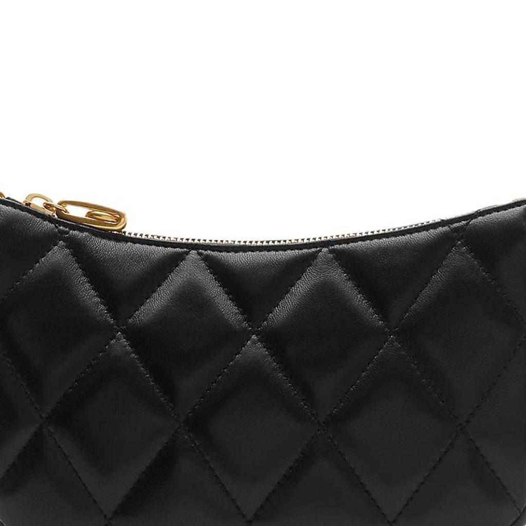 Burberry Metallic Zipper Closure Lambskin Shoulder Bag Women shoulder bag Black 81053281