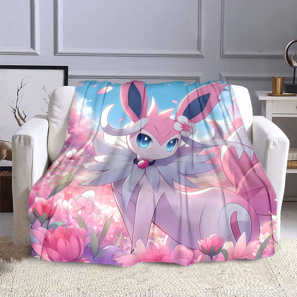 Pokemon Cute Sylveon Eevee Pink Printing Blanket Adult Children Warm Blankets Home Travel Soft and Comfortable Blanket