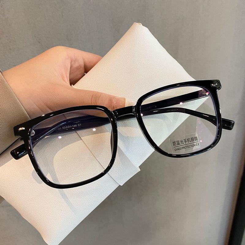 

Black Frame Glasses Men S Ultra-Light Large Square Frame Myopia Can Be Equipped With Degree Large Face Matte Flat Glasses Frame Trendy Women Empty glasses frame (without lining)