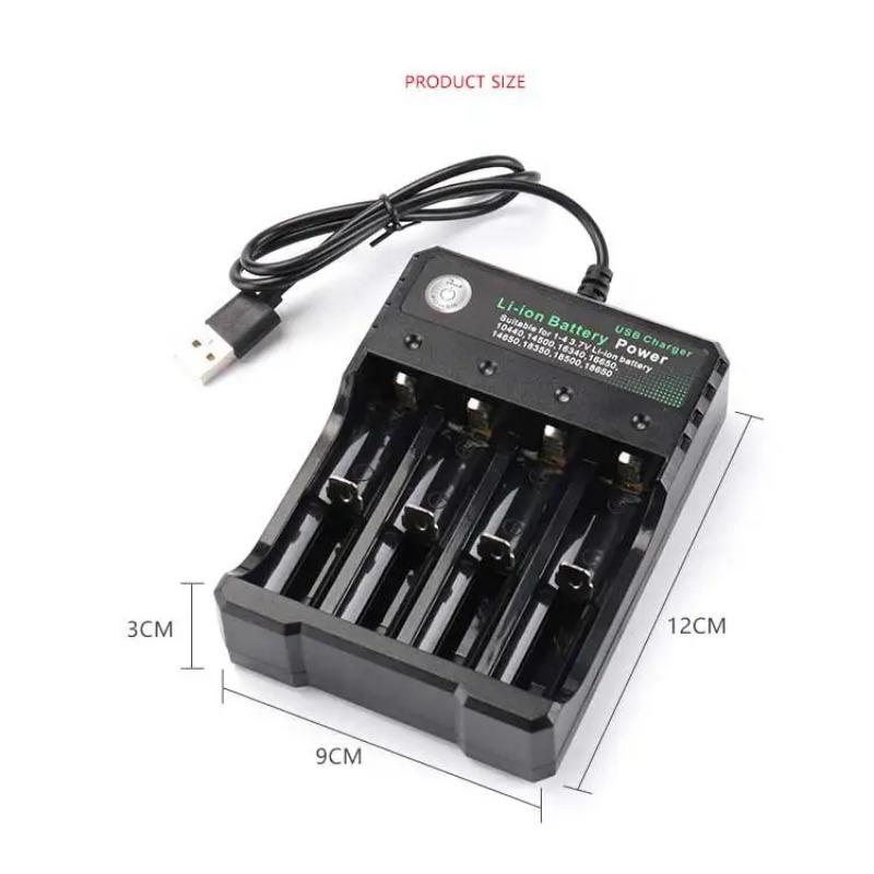 18650 Battery USB Charger 4 Slots Rechargeable Lithium Battery Charger with LED Light Charging for 18650 16650 14650 16340