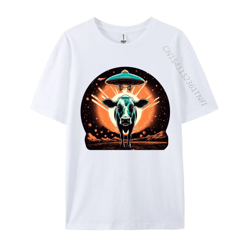 Cosmic Cows Tshirt New Design Graphic Cotton T Shirt For Men Novelty Top Blouse For Autumn Cream T Shirt