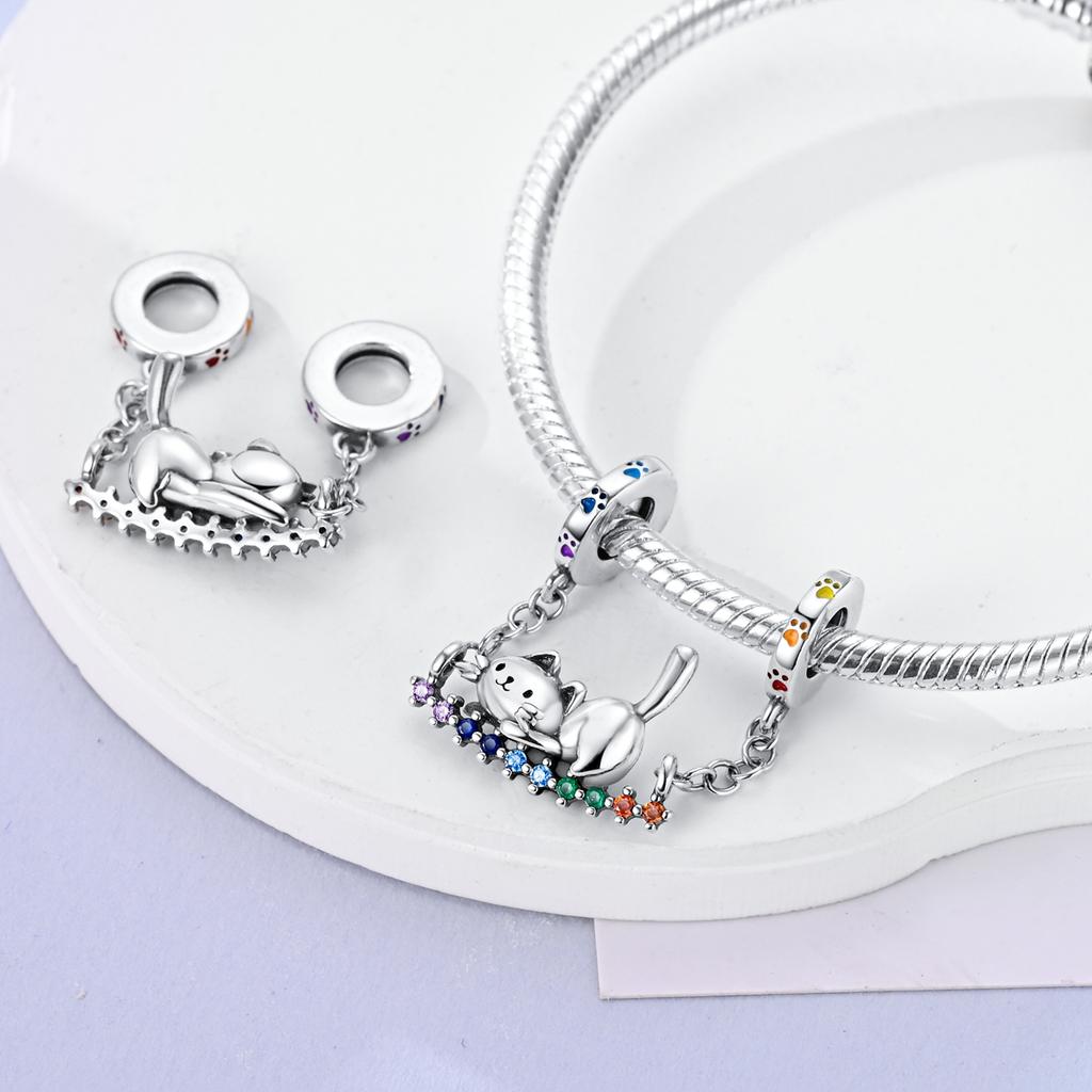 Copper Plated Swing Boy Girl Moon Cat Charm Bead Charms Bead Charms Bracelets Compatible With Bangle Charm Pendent Dangle Do It Yourself Fine Jeweller