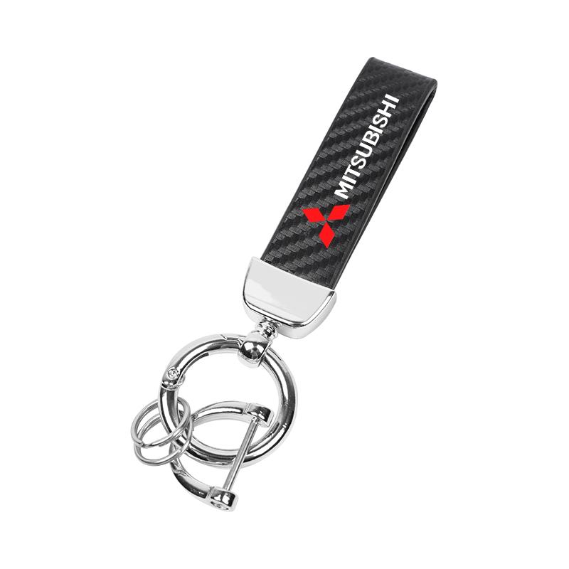 Carbon Fiber Leather Keyrings Car Keychain Accessories For Mitsubishi Ralliart Outlander Jinxuan Lancer Ex Galant Attrage Pajero