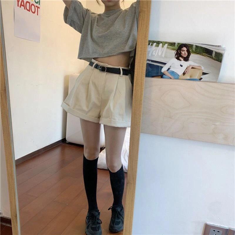 Damen Sommer Koreanischer Stil Baumwolle Crop Top – Kurzärmlig, Lockere Passform, Vielseitig und Trendig